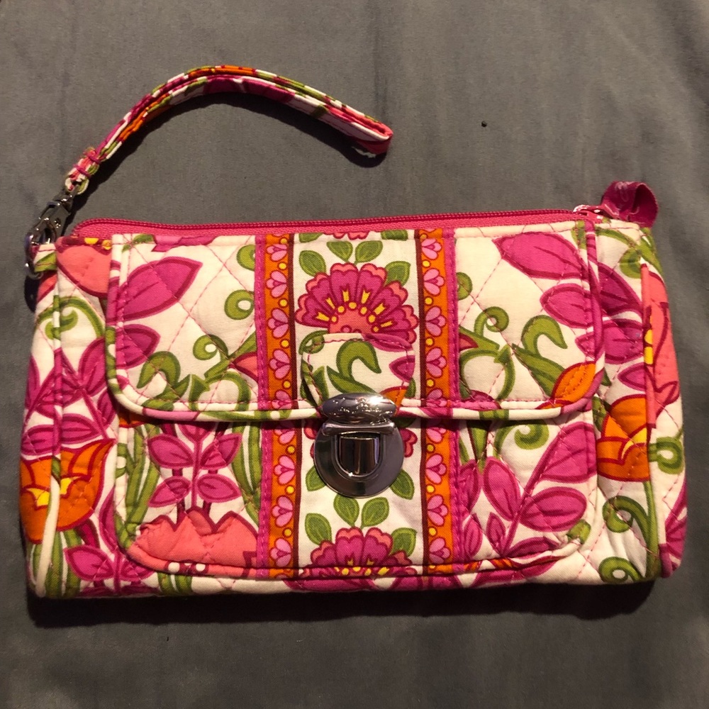 Vera Bradley pink flower patterned clutch